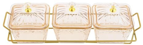 DimyFew Bandeja de Servicio Segmentada para Condimentos Y Bocadillos, para Reuniones, 3 Platos