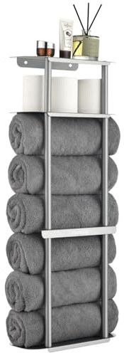 Towel Storage Rack Wall for Bathroom, Camping Chair Holder with Shelves | more durable 1mm thickened carbon steel than others 0.6mm | store 5-6 standard large bath towels or 8-10 hand towels