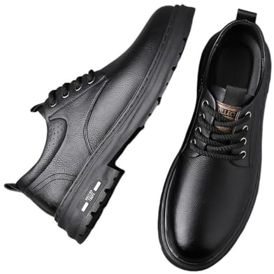 Hixingo Zapatos de Vestir Hombre Sin Cordones, Zapatos de Cuero Modernos Zapatillas Vestir Hombre Verano Antideslizante Suela de Goma para Negocios, Oficina, Trabajo, Bodas -X23660 (Negro,42)