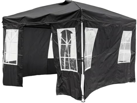 COSTWAY Tonnelle de Jardin Exterieur 3x3 m, pour Événements Camping (Noir) | 3 Hauteur Réglable, Barnum Pliant Pop-Up Imperméable avec 4 Parois Amovibles, Pavillon de Patio, Protection Solaire