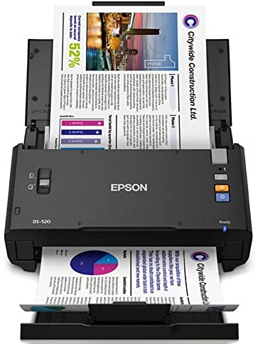 Epson WorkForce DS-520 Sheet-Fed Color Document Scanner for PC & MAC, Auto Document Feeder (ADF) & Duplex (B11B234201)