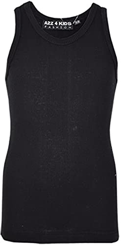 A2Z 4 Kids Girls Ribbed Vest Top 100% Cotton Stylish - New Vest Black 9-10