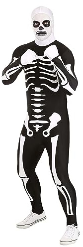 Fun Costumes Karate Kid Skeleton Suit Costume - 80s Film Outfit for Halloween, Cosplay, and Movie-Inspired Themed Parties - Black,white - Large