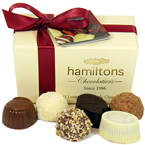 Hamiltons Ivory Luxury Belgian Ballotin 12 Handmade Chocolates Gift Box
