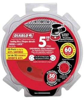 Diablo Hook and Lock ROS Sanding Discs for Wood, Metal and Plastics - 5, 60 Grit, Coarse, Ceramic Blend, 50-Pack - DCD050060H50G