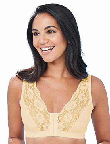 Eden House Ladies Cotton Lace Front Fastening Magic Bra Cream 22