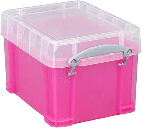 Really Useful Plastic Storage Box 3 Litre Transparent Bright Pink