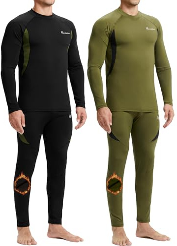 romision Thermal Underwear Long Johns for Men Fleece Lined Base Layer Cold Weather Hunting Gear Bottom and Top Set
