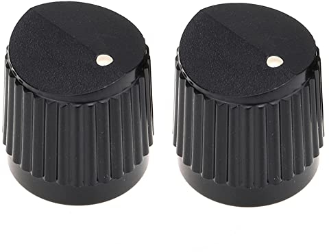 Musiclily Pro Universal Fitting Zoll/Metrische Größe Kunststoff Potiknopfe Bevel Top Knobs für Gitarre oder Bass im Steinberger-Stil, Schwarz (2er Set)