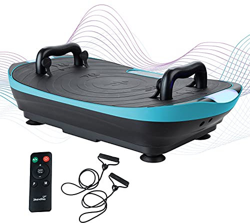 Skandika V2 | Plataforma vibratoria, Asas y Bandas de Entrenamiento, vibración oscilante, diseño Curvo, Motor silencioso, 99 Niveles, Pantalla LCD (Negra/Azul)