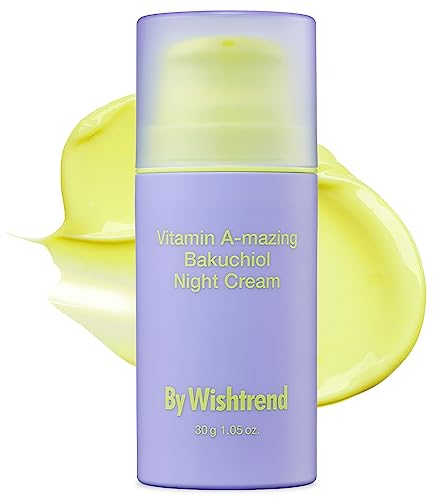 BY WISHTREND Crema notte retinica Bakuchiol sorprendente con vitamina A, alternativa coreana al retinolo, anti-età, per linee sottili, pelle cadente e secca per pelli sensibili, 1,05 oz, 30 g