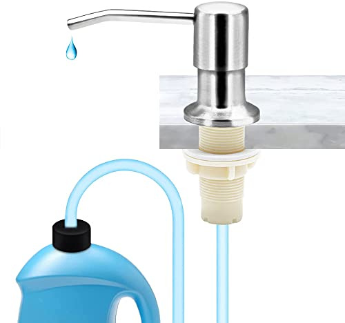 Kitchen Soap Dispenser Sink, Kitchen Stainless Steel Recessed Soap Dispenser with 1.0 m Silicone Extension Hose for Sink, Soap Dispenser with 360° Rotation Pump for Kitchen Sink