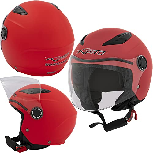 Casco Scooter Moto Bambino Ragazzo Protettivo Certificato ECE 22 06 Rosso L