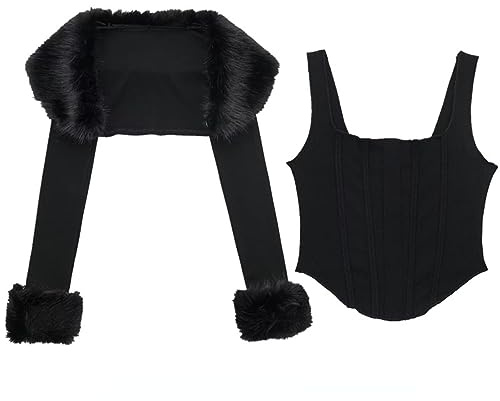 XPONNI Womens Y2k Cropped Knit Long Sleeve Fur Trim Fluffy Top Y2k Cardigan (as1, alpha, m, regular, regular, Medium)