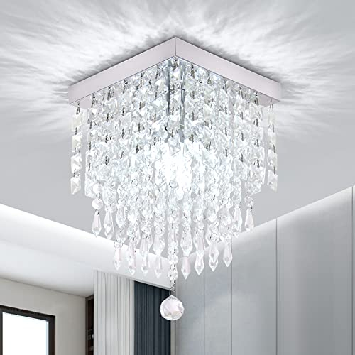 FRIXCHUR Crystal Chandelier Ceiling Light Fitting Hallway Lights Ceiling Light Crystal Raindrop Chandelier for Bedroom Living Room Dining Room E14 Base