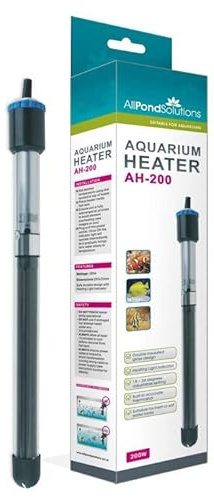 allpondsolutions 200w Aquarium Fish Tank Adjustable Submersible Heater, for Tropical and Marine Aquariums up to 200 Litres