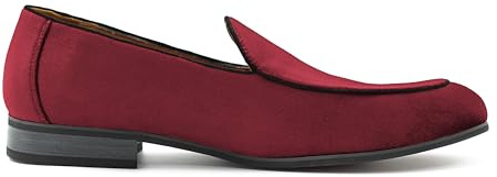 Pantofole da Uomo in Velluto, Soletta Trapuntata, Mocassini da Sposa in Pelle da Smoking, Scarpe [R885-BURGUNDY-7UK]