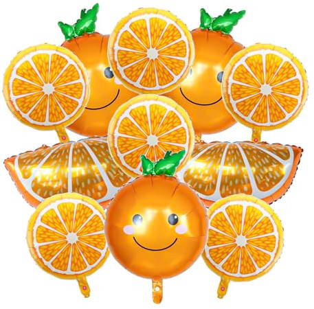 TIVUNORON Fruit Foil Balloons, 11Pcs Orange, Realistic Fruit Party Decorations, Kids & Birthday Party Balloons