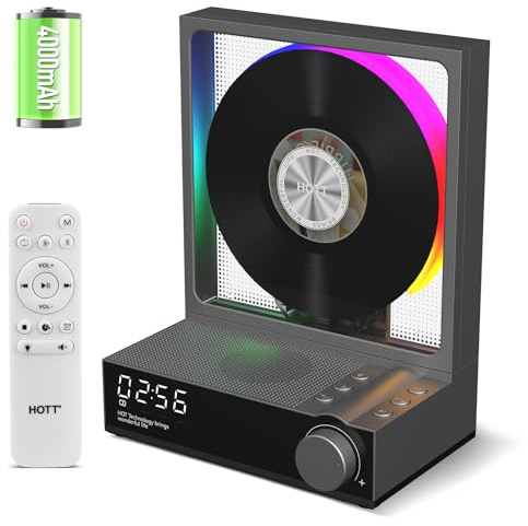 Bodymaster HOTT - Lettore CD portatile con luci RGB, Bluetooth 5.3, lettore CD desktop con telecomando, altoparlanti HiFi, supporta CD, MP3, WMA, WAV, AAC, FLAC, grigio