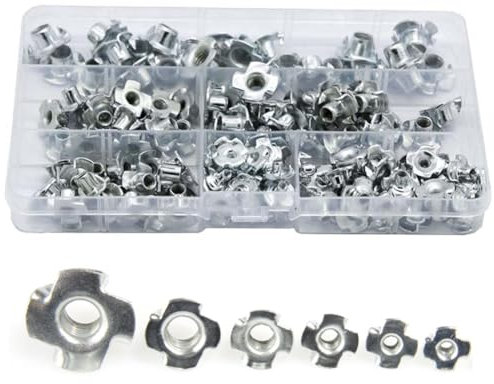 Einschlagmuttern, Schlagmuttern, Vier Prong Nüsse, 160 Stück Einschlagmutter, Geeignet für Holzmöbel, Rohre, Konstruktion, Blech, Bauholz, Kletterwände, Einschlagmutter Verzinkter