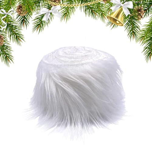 Kunstfell Zum Basteln,5x150cm Fell Zum Basteln,Stoff Flauschiges,Furry Faux Precut Strips,Kunstleder PlüSch Band Kunstpelz Fellstoff,für Zwergenbart Weihnachtsmannhaar Basteldekoration (Weiß)