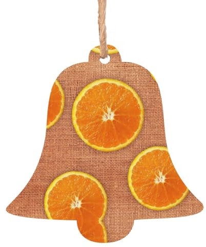 Decorazioni natalizie in legno con stampa di limoni e arance, rustiche, da appendere, con corde di iuta