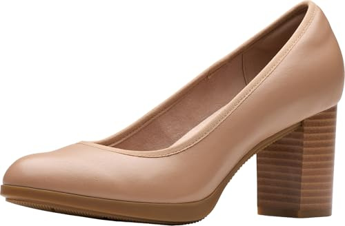 Clarks Women’s Bayla Carly Dress Pumps, Warm Beige Leather, 10