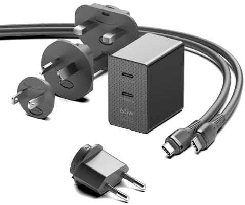 HKY 65 W GaN Wandladegerät USB-C 2 Port für Laptops, mit Netzteil für JBL Xtreme 4, Xtreme 3 High – Bluetooth-Lautsprecher, Akku – Soundboks, Soundboks Go