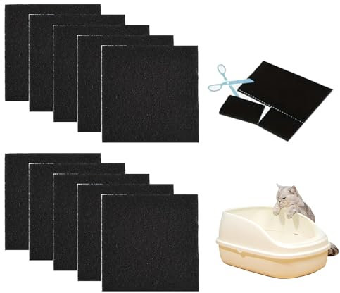 svpfuo 10 Piezas Caja de Arena para Gatos Filtro Carbon Activo, Filtro Arenero Gatos Cubierto, Filtros para Arenero de Gatos, se Utiliza para Aligerar los Olores en Las Cajas de Arena