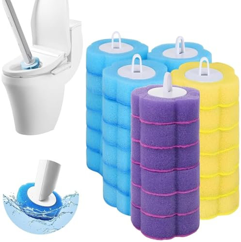 Disposable Toilet Brush Refills, Toilet Brush Head Replacement,3 Layer Sponge Refills Head Bowl Buddy Toilet Cleaner Double-layer Packaging, Unpack to Reveal 18 pcs(Without Handle)