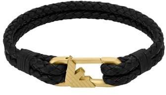 Emporio Armani Bracciale da uomo in acciaio inossidabile o in pelle con chiusura a maglie