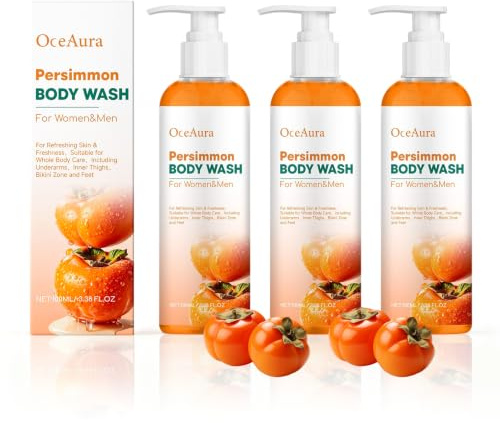 3PCS Gel de Ducha de Caqui,Persimmon Body Wash con Extracto de Caqui