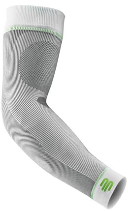 BAUERFEIND, 1 Paar Sport Kompressions-Armbandagen, Unisex, Rechts und links tragbar, Für Ball- und Ausdauersportarten, Stärkung der Muskulatur, Gr. S kurz, Weiß, 29355011000021