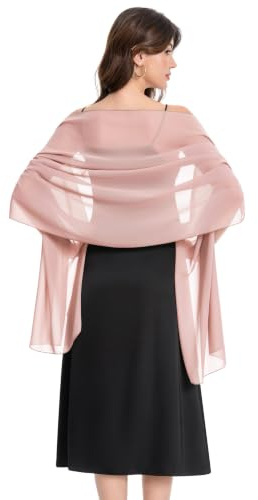 Baoqiya Women's Shawls and Wraps for Evening Dress Chiffon Shawl Soft Elegant Silky Pashmina Wedding Bridal Scarf (Blush, Length(79) * Width(19))