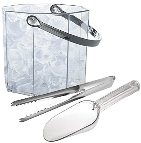 Hosuho Lot de 3 seaux à glace + pince à glace + pelle, seau à vin en acrylique pour fêtes, bars, rafraîchissement, champagne, bière