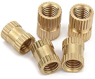 CONPHERON gänginsats, räfflade muttrar med invändig gänga, mässing gänginsatser mutter M3 x 4 x 4 mm, 80 stycken