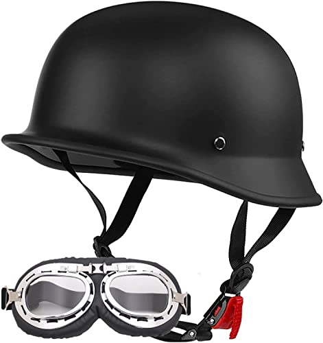 Halbhelme Motorradhelm Halbschalenhelm mit ECE Genehmigt mit Brille Brain-Cap Halbschale Roller-Helm Scooter-Helm Jet-Helm Retro für Erwachsene Herren Damen B,55-60CM