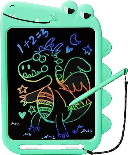 NOBES Toys for 3 4 5 6 7 8 Years Old Girls Boys Gifts, Portable Educational Dinosaur Toys for Toddler, 10-inch LCD Writing Tablet Drawing Pad for Kids, Doodle Toy, Holiday Birthday Gifts (Green)