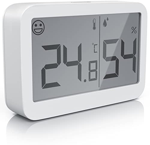 Bearware - Termómetro Higrómetro digital interior - temperatura y humedad - Símbolos de confort de fácil lectura - pantalla LCD - incl. pila así como imán y cinta adhesiva - blanco