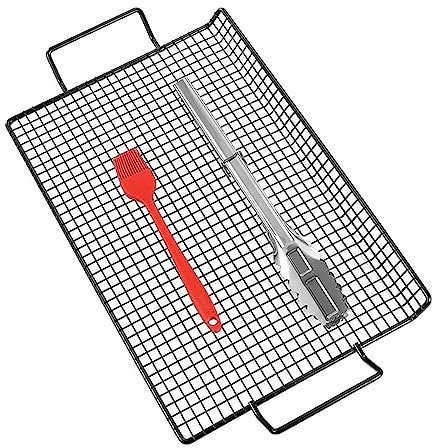 Jildouf Red para parrilla - Red para parrilla de horno de carbono para barbacoa de acero inoxidable - Cesta para barbacoa portátil para barbacoa Red para barbacoa, regalos para barbacoas Accesorios