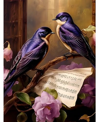 NAIMOER Vogel Diamond Painting Erwachsene, Diamant Painting Bilder Blume Diamond Painting Set Erwachsene Brief Diamond Painting Kinder 5D Diamant Malerei für Home Wand Décor(30x40cm)