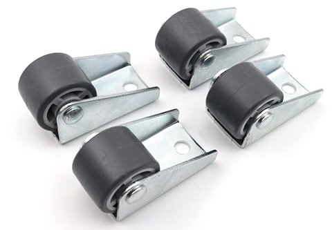 Design61 4X Kastenbockrollen Bettkastenrollen Möbelrolle mit weicher Lauffläche 45x25mm Rad Ø 25 x 19 mm
