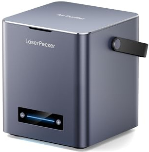 LaserPecker Purificador de Aire de Escritorio, Extractor de Humo con Filtración de 4 Capas, Purificador de Aire Portátil para Todas las Máquinas LP, Diseñado para Cortar y Grabar Madera y Metal