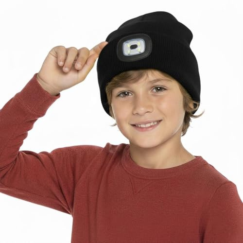 A2Z 4 Kids Girls Boys LED Hat Knitted Beanie Light Up Battery - Hat KH940 Black 6-9