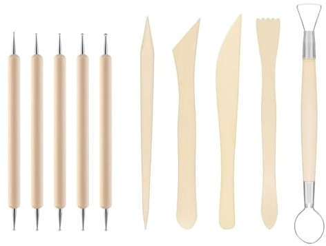 10 Stück Modelierwerkzeugset,Töpferwerkzeug,Modelliermasse Werkzeug,Wooden Carving Polymer Clay Sculpting Toolsfür Profis Anfänger Töpfer Künstler Kunsthandwerk Modellierung Shaping Carving