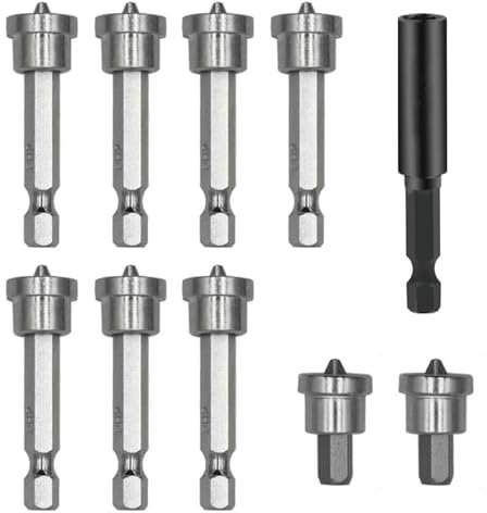CLKE 10Pcs Drywall Screw Depth Setter PH2, 1/4 Hex Shank Drywall Screwdriver Bit Set, Magnetic Plasterboard Positioning with 60mm Extension Drill Bit Holder