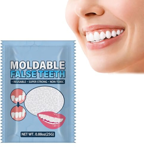 JAWUZ Kit di Riempimento Temporaneo Dente,Dentiera provvisoria, Kit Otturazione Denti, Denti Finti Modellabili per Il Fissaggio, Riempimento del Dente Rotto Mancante,25g