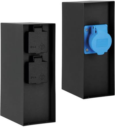 LED Universum - Presa da giardino Karl, colonna di corrente esterna, in acciaio inox, IP44, antracite, con 2 prese di contatto di protezione e 1 presa CEE per camper, vialetto, casa, terrazzo