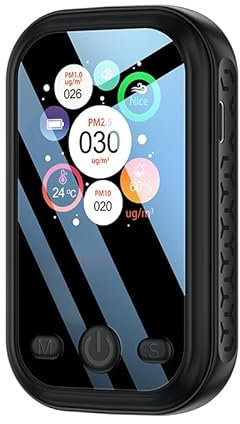 KOROBIE Détecteur de gaz, Mini détecteur Intelligent de qualité de l'air, analyseur de poussière, testeur PM2.5 PM10, Moniteur de température et d'humidité pour Le Travail et la Maison