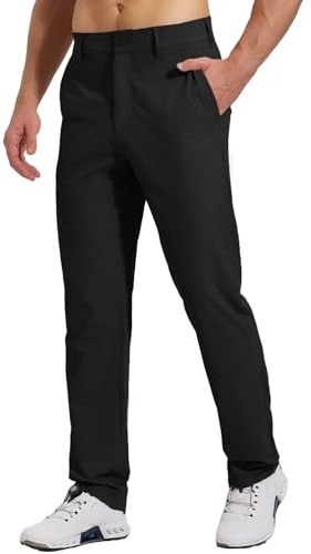 Gaiatiger Golf Trousers for Men Lightweight Chinos Pants Stretch Quick Dry Breathable Casual Pants Golfing with Pockets（C3049 Black 34）